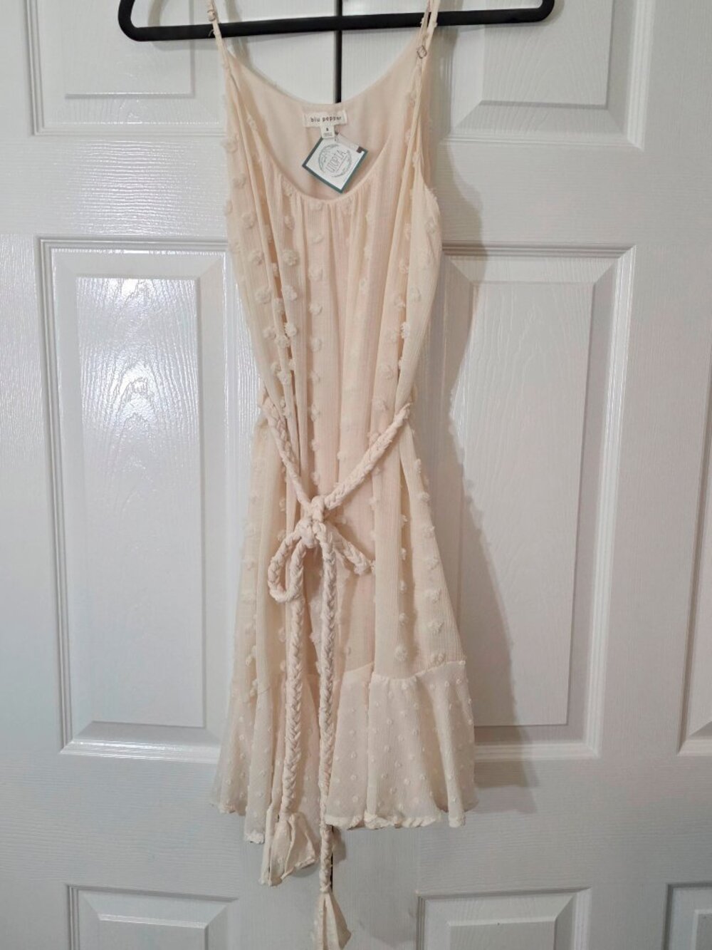 Blu Pepper Polka Dot Cream Cami Dress NWT